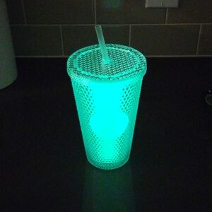 Glow in the Dark Grande Studded Tumbler 16 oz NIB w/ straw Clear Crystal Drink